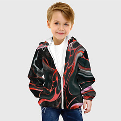 Куртка с капюшоном детская Красно-чёрный мрамор, цвет: 3D-белый — фото 2