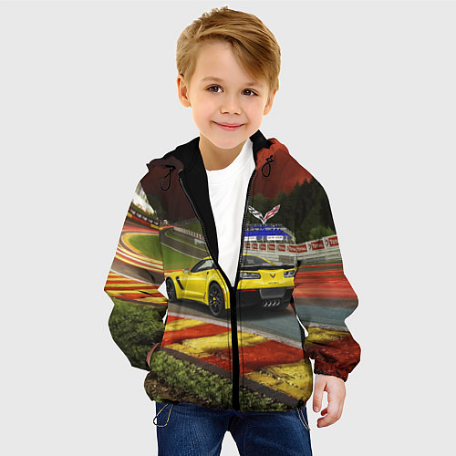 Детская куртка Chevrolet Corvette на гоночной трассе / 3D-Черный – фото 4