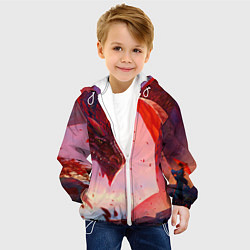 Куртка с капюшоном детская Дракон красный мифический, цвет: 3D-белый — фото 2