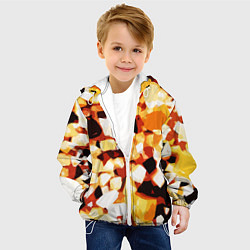Куртка с капюшоном детская Жёлто-белая абстракция на чёрном фоне, цвет: 3D-белый — фото 2