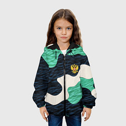 Куртка с капюшоном детская Текстурный милитари камуфляж, цвет: 3D-черный — фото 2