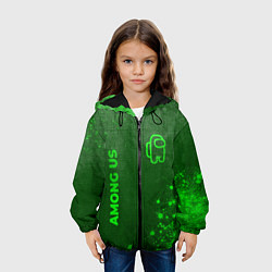 Куртка с капюшоном детская Among Us - green gradient вертикально, цвет: 3D-черный — фото 2