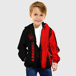 Куртка с капюшоном детская Arsenal - red gradient по-вертикали, цвет: 3D-черный — фото 2