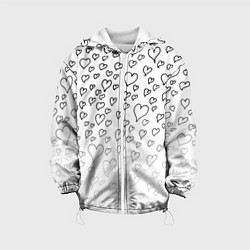 Куртка с капюшоном детская Рисованные сердца, цвет: 3D-белый