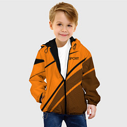 Куртка с капюшоном детская Sport оранжевый с чёрным точечный, цвет: 3D-черный — фото 2