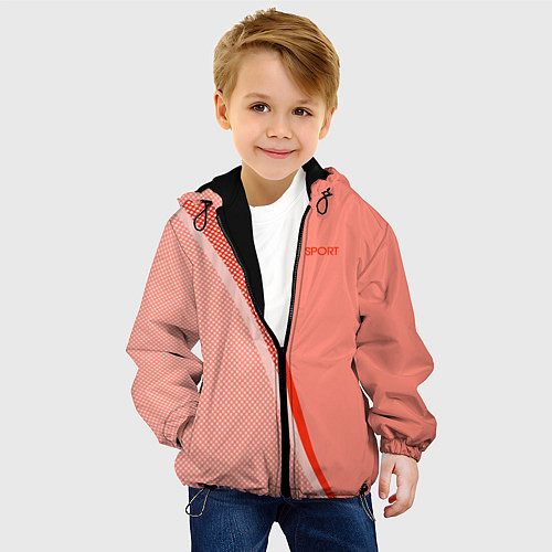 Детская куртка Sport персиковый с полосой / 3D-Черный – фото 4