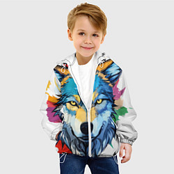 Куртка с капюшоном детская Волк яркий арт, цвет: 3D-белый — фото 2