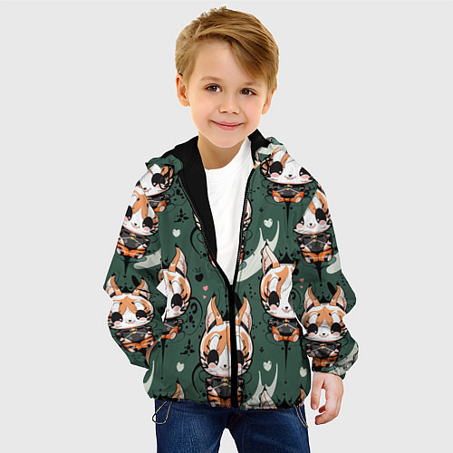 Детская куртка Анимешный лис фенек / 3D-Черный – фото 4