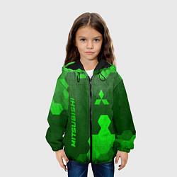 Куртка с капюшоном детская Mitsubishi - green gradient вертикально, цвет: 3D-черный — фото 2