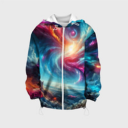 Куртка с капюшоном детская Fantastic neon space landscape - ai art fantasy, цвет: 3D-белый