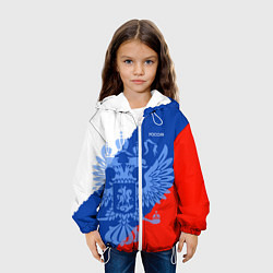 Куртка с капюшоном детская Россия герб и триколор, цвет: 3D-белый — фото 2