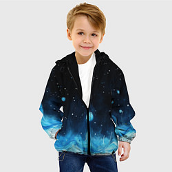 Куртка с капюшоном детская Синяя светящееся краска, цвет: 3D-черный — фото 2