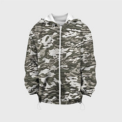 Куртка с капюшоном детская Фактурный камуфляж, цвет: 3D-белый