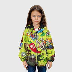 Куртка с капюшоном детская Растения против зомби с героями, цвет: 3D-черный — фото 2