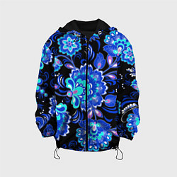 Куртка с капюшоном детская Хохлома негатив, цвет: 3D-черный