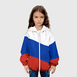 Куртка с капюшоном детская Флаг России волной, цвет: 3D-белый — фото 2