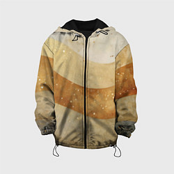 Куртка с капюшоном детская Бежево-золотые полосы с блестками, цвет: 3D-черный