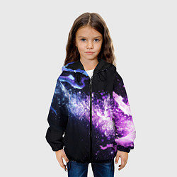 Куртка с капюшоном детская Фиолетово-синяя абстрактная волна, цвет: 3D-черный — фото 2