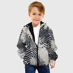 Куртка с капюшоном детская Текстура гранж - абстрактные линии, цвет: 3D-черный — фото 2