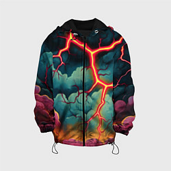 Куртка с капюшоном детская Молнии в виде разлома, цвет: 3D-черный