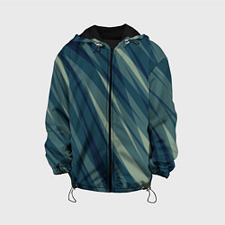 Куртка с капюшоном детская Зеленовато-синий полосы, цвет: 3D-черный