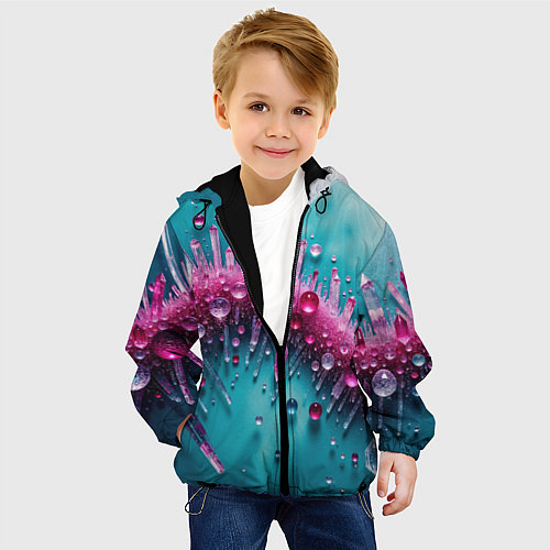 Детская куртка Розовые кристаллы / 3D-Черный – фото 4
