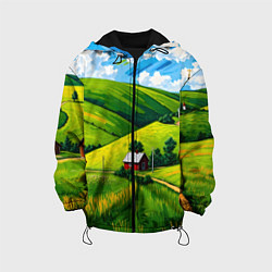 Куртка с капюшоном детская Русская деревенька, цвет: 3D-черный