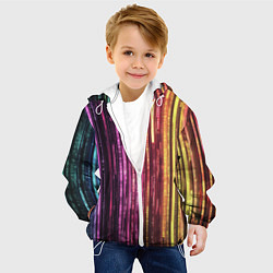 Куртка с капюшоном детская Неоновый и переливающийся киберпанк узор, цвет: 3D-белый — фото 2