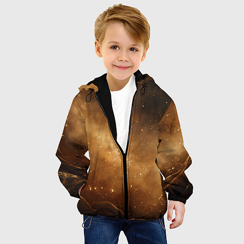 Детская куртка Песочный фон со звездами / 3D-Черный – фото 4