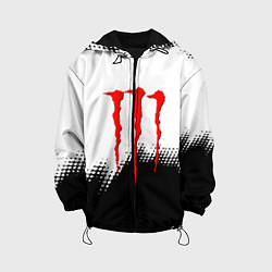 Куртка с капюшоном детская Monster energy чёрно белые краски, цвет: 3D-черный