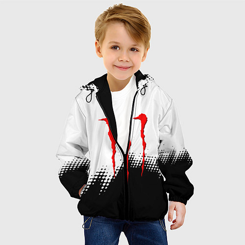 Детская куртка Monster energy чёрно белые краски / 3D-Черный – фото 4