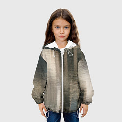 Куртка с капюшоном детская Размытые серо-бежевые полосы, цвет: 3D-белый — фото 2