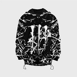 Куртка с капюшоном детская Monster energy белые штрихи краско, цвет: 3D-черный