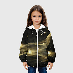 Куртка с капюшоном детская Золотистый свет на черной текстуре, цвет: 3D-белый — фото 2