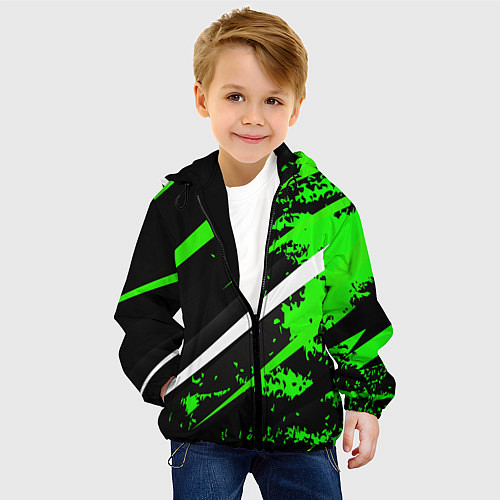 Детская куртка Color black and green / 3D-Черный – фото 4