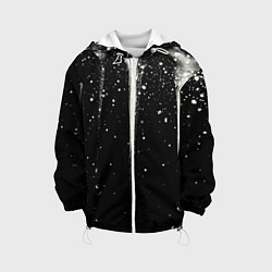 Куртка с капюшоном детская Белые брызги на черном, цвет: 3D-белый
