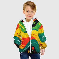 Куртка с капюшоном детская Желто-зеленая краска текстура, цвет: 3D-белый — фото 2