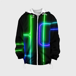 Куртка с капюшоном детская Color blue black green stripe, цвет: 3D-белый