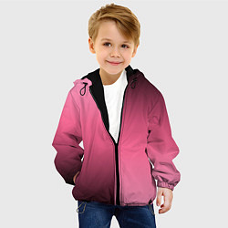 Куртка с капюшоном детская Розовый с затемнением градиент пополам, цвет: 3D-черный — фото 2