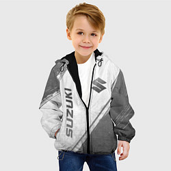 Куртка с капюшоном детская Suzuki - white gradient вертикально, цвет: 3D-черный — фото 2