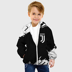 Куртка с капюшоном детская Juventus краски штрихи, цвет: 3D-белый — фото 2