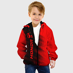 Куртка с капюшоном детская Honda - red gradient по-вертикали, цвет: 3D-черный — фото 2