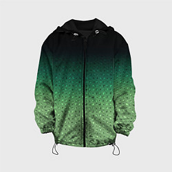 Куртка с капюшоном детская Чёрно-зелёный градиент с узором, цвет: 3D-черный