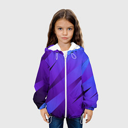Куртка с капюшоном детская Сине-фиолетовый абстрактные линии, цвет: 3D-белый — фото 2