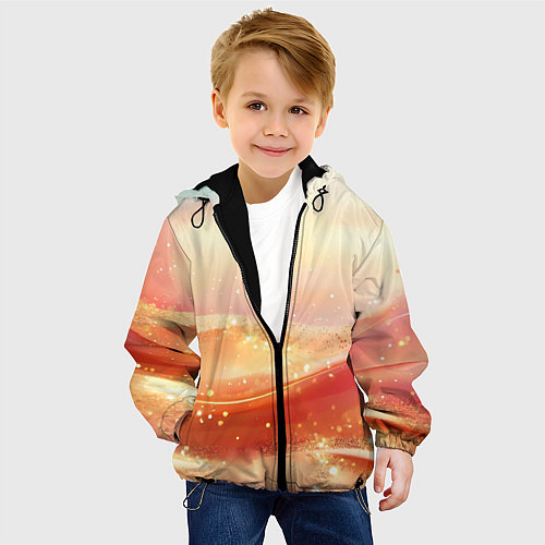 Детская куртка Оранжевые пески - абстракция / 3D-Черный – фото 4