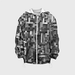 Куртка с капюшоном детская Серый геометричные полоски, цвет: 3D-белый