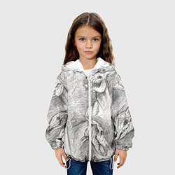 Куртка с капюшоном детская Черепа лошадей - эскиз, цвет: 3D-белый — фото 2