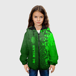 Куртка с капюшоном детская AC Milan - green gradient по-вертикали, цвет: 3D-черный — фото 2