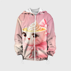 Куртка с капюшоном детская Балерина капучино розовый, цвет: 3D-белый