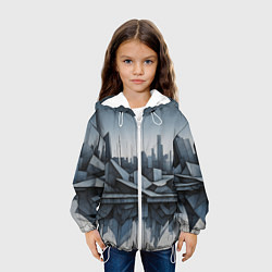 Куртка с капюшоном детская Небоскребы и скалы, цвет: 3D-белый — фото 2